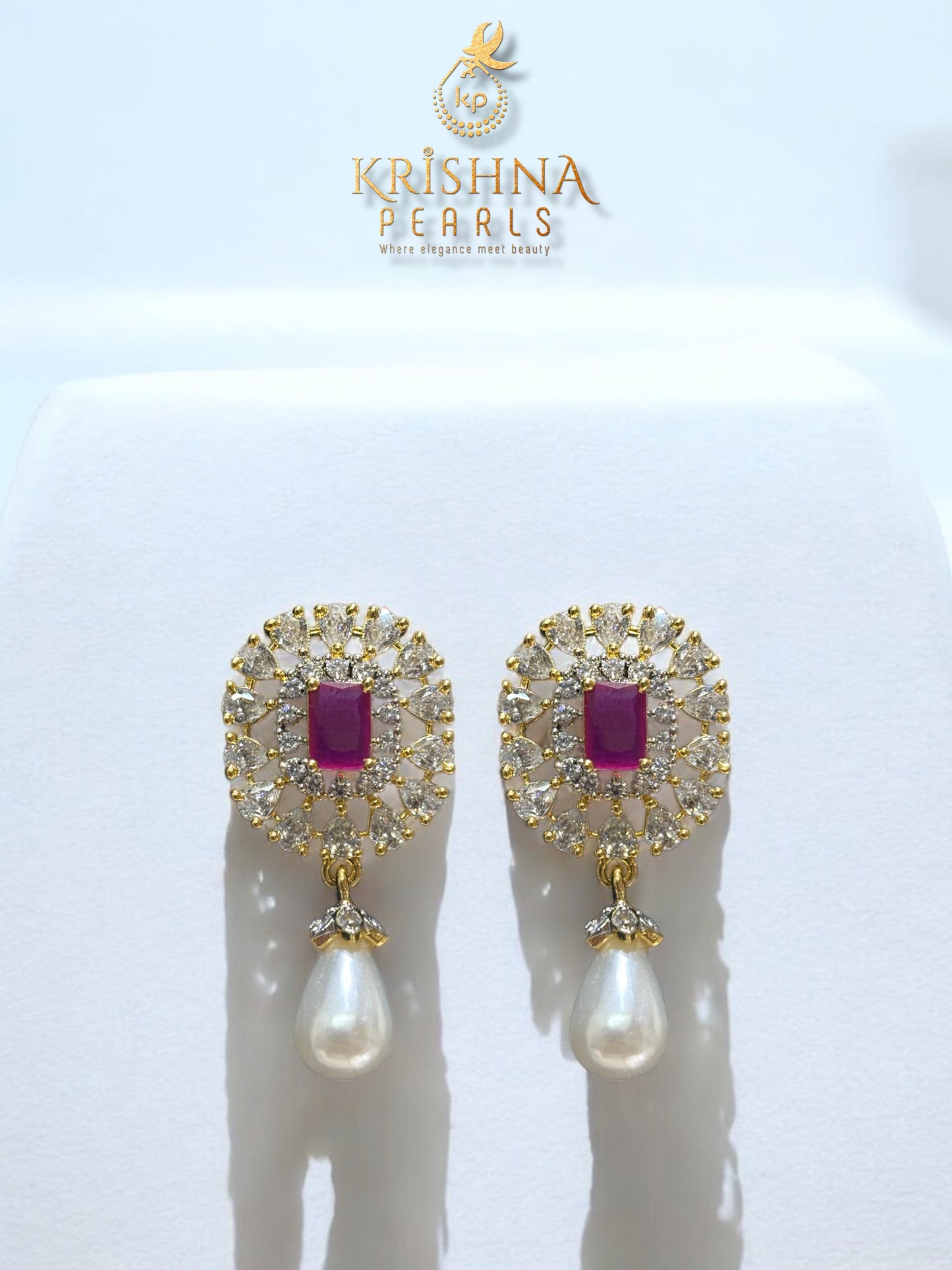 Elegant Pearl Set With Ruby Locket Set