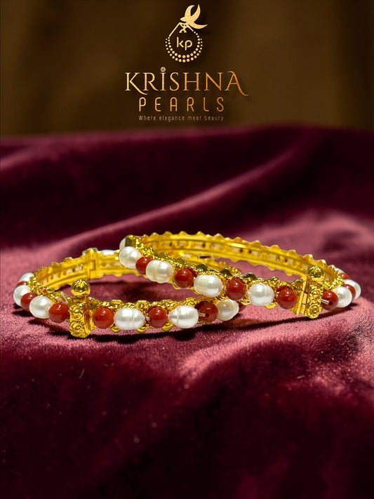 Traditional Pearls & Corals Kada Set