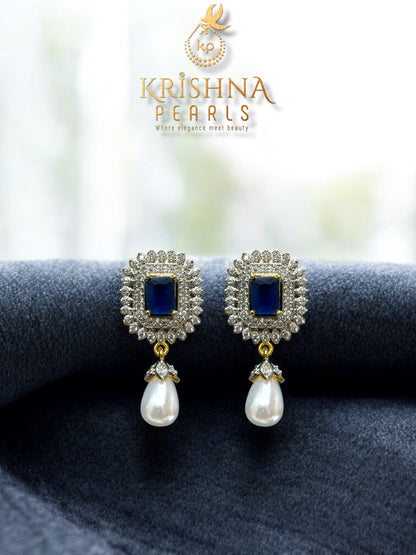 Adorable Bluestone Studded Pearls Necklace Set