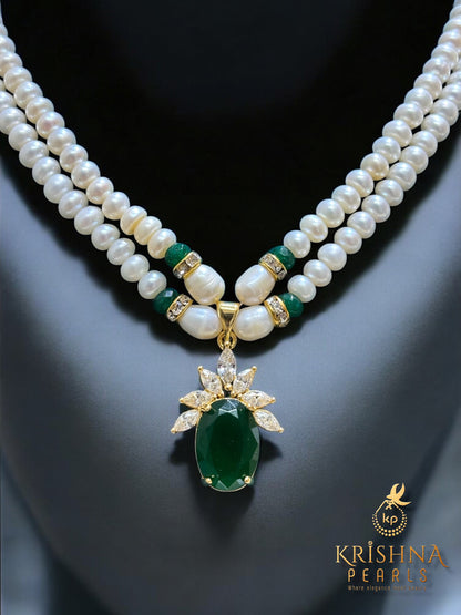 Designer Double Line Pearls Necklace Set