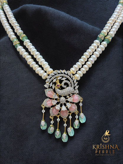 Royal Peacock Blossom Pearls Necklace Set (AAA)