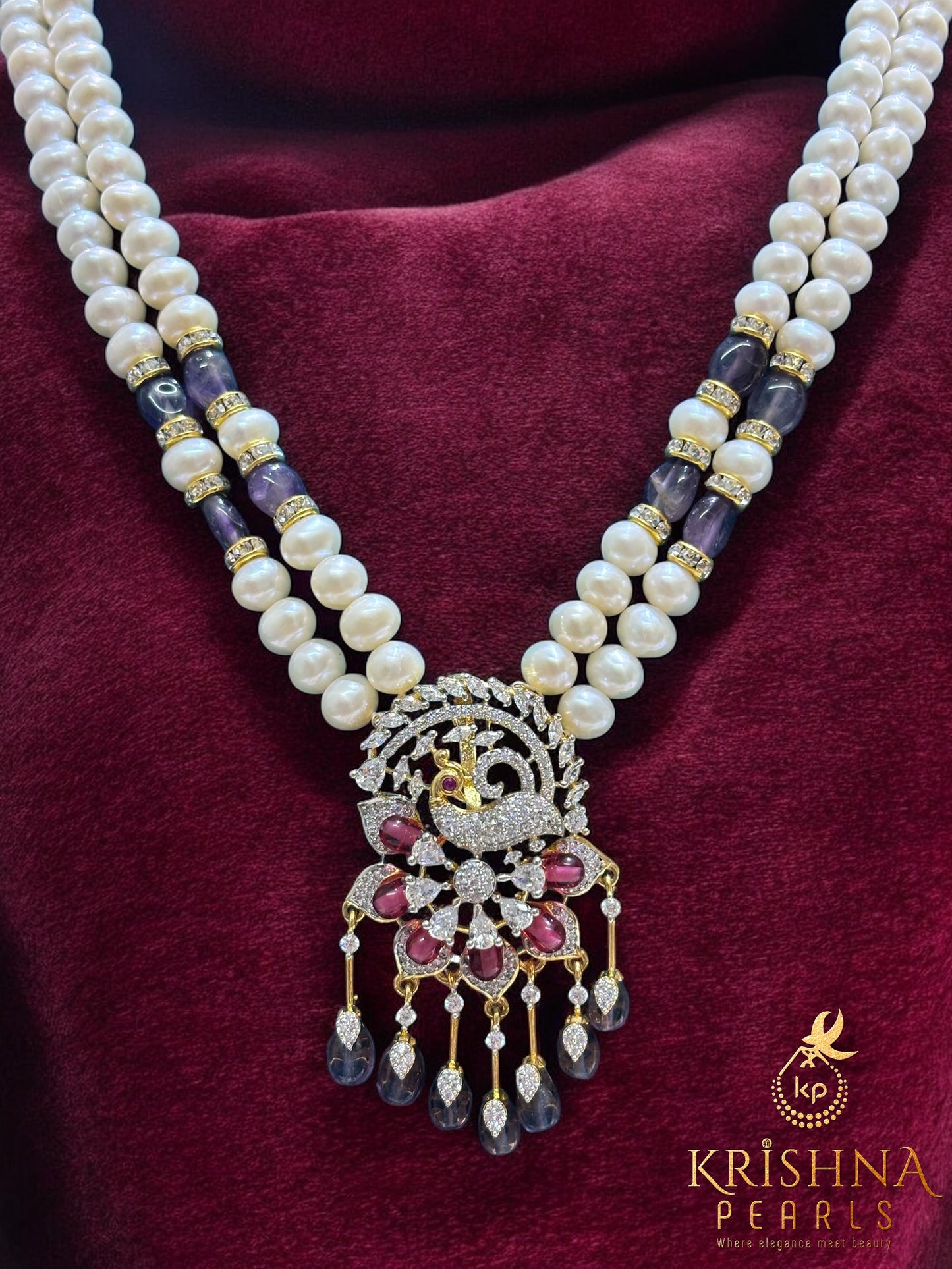 Royal Peacock Blossom Pearls Necklace Set