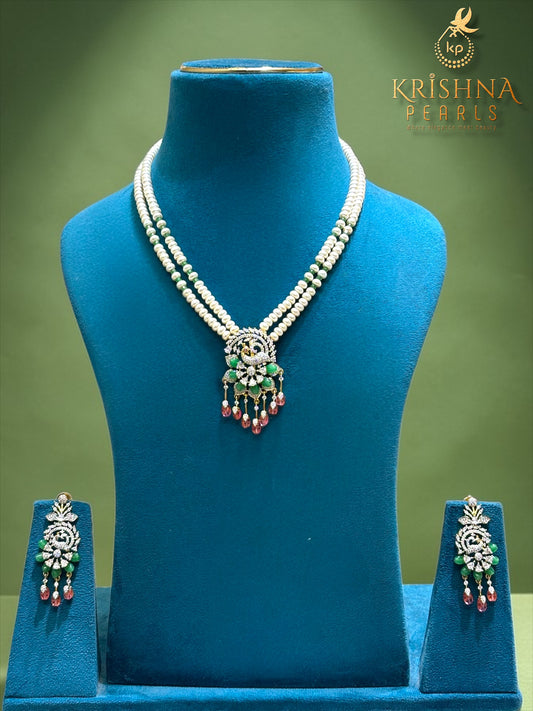 Royal Peacock Blossom Pearls Necklace Set