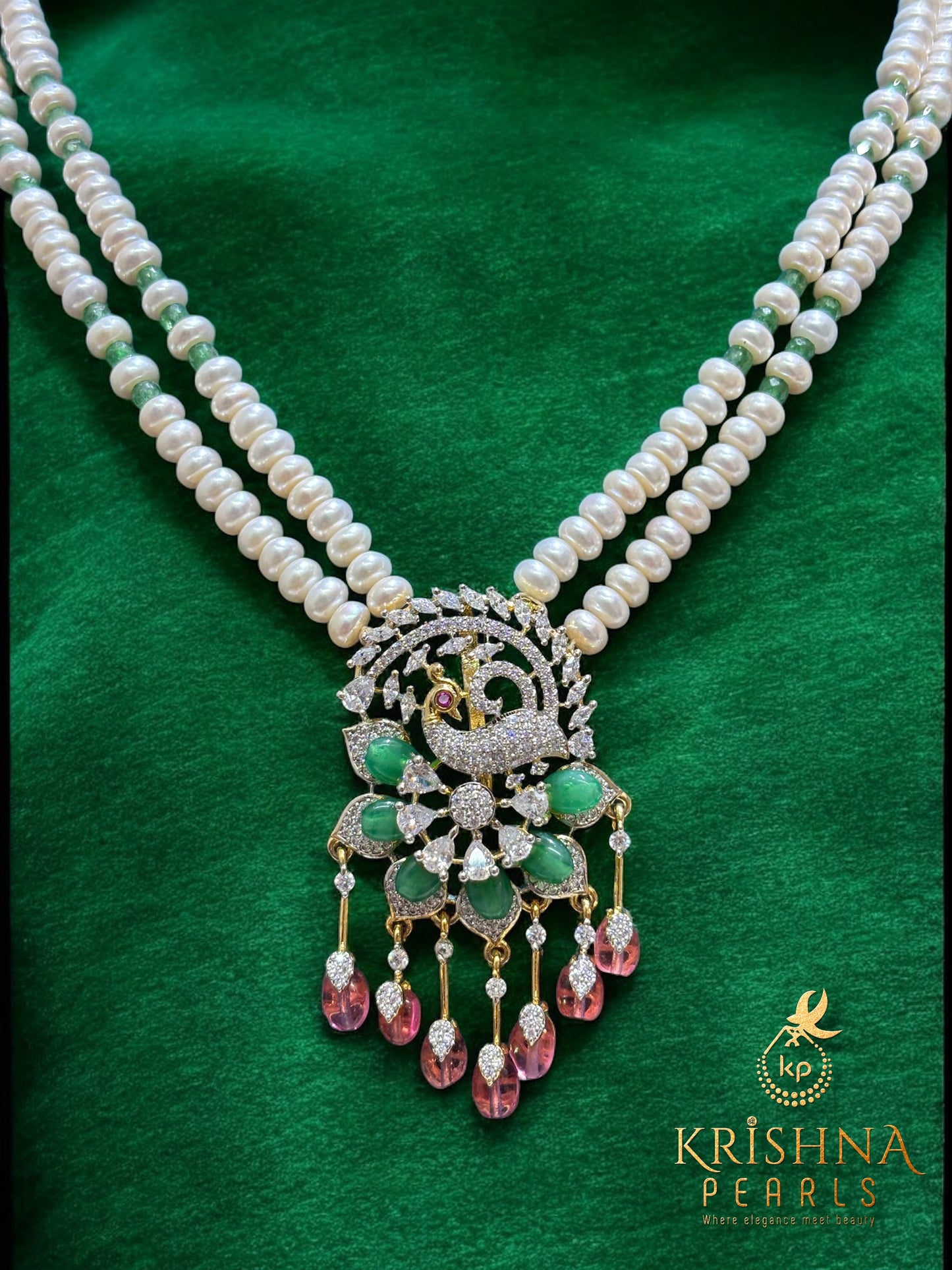 Royal Peacock Blossom Pearls Necklace Set