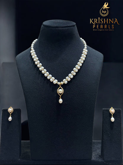 Petal Dewdrop Double Layer Pearls Necklace Set