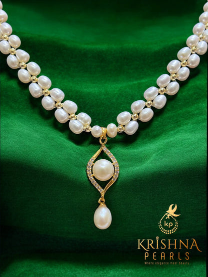 Petal Dewdrop Double Layer Pearls Necklace Set