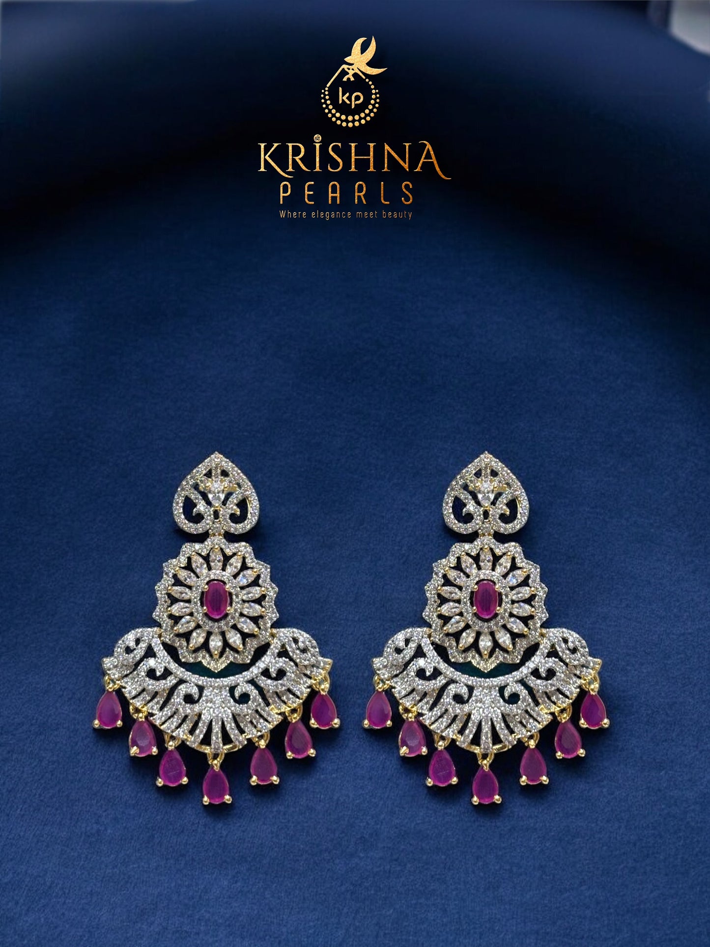 Ruby Aura Four Layers Long Rani Haar Necklace Set