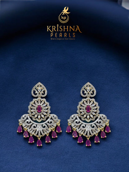 Ruby Aura Four Layers Long Rani Haar Necklace Set