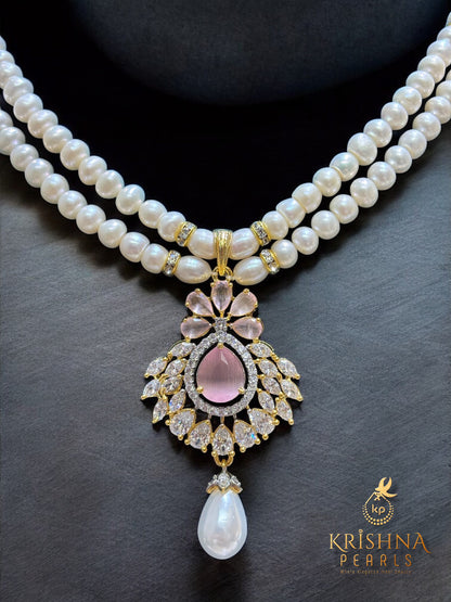 Royale Rose Petal Two Layer Pearls Necklace Set