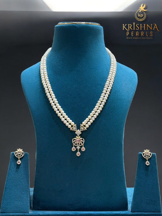 Royal Harmony Twin-Line Rose Quartz Pearls Set