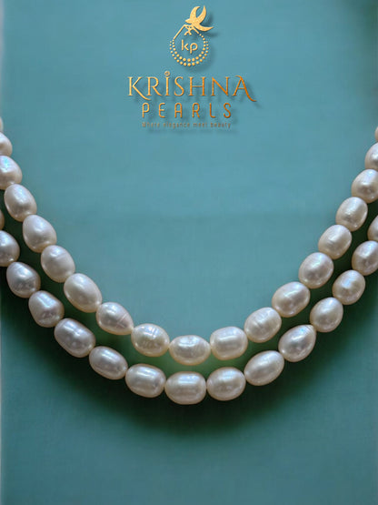 Classy Double Strand Oval Pearls Necklace set
