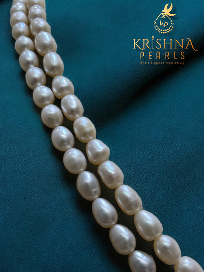 Classy Double Strand Oval Pearls Necklace set