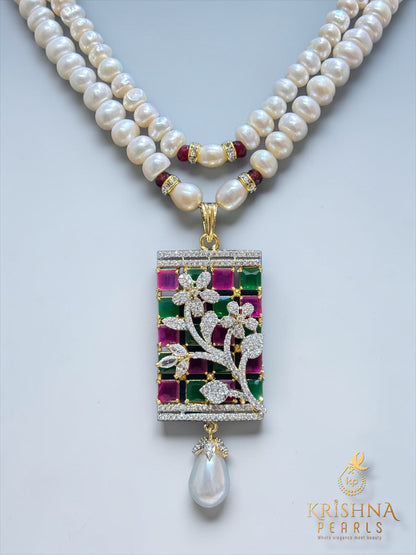 Exclusive Pearls Studded Double Layer Necklace Set