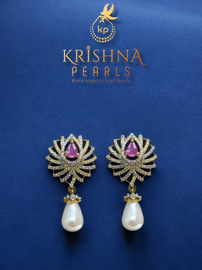 Designer Ruby & Pearl Hanging Pendent Set