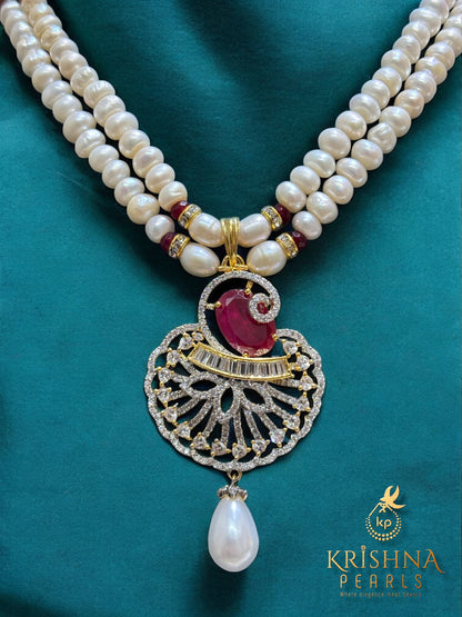 Designer Rubies with Pearl Drops Set