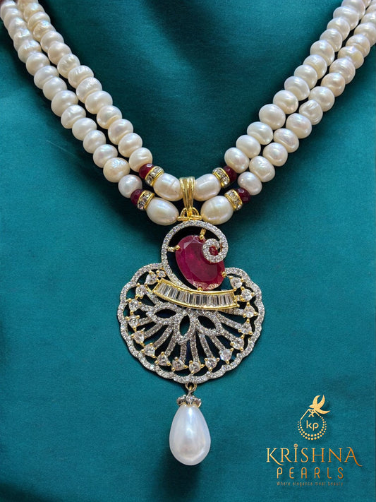Designer Rubies with Pearl Drops Set