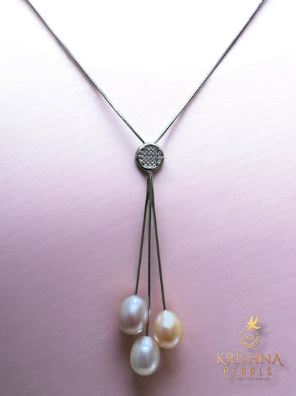 92.5 Silver Pearl Chain White Pink & Peach