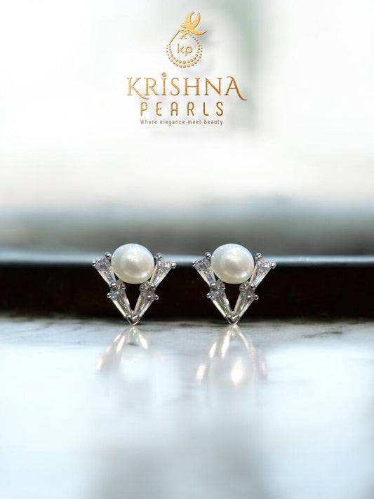 92.5 Silver Chaplet Pearl Studds