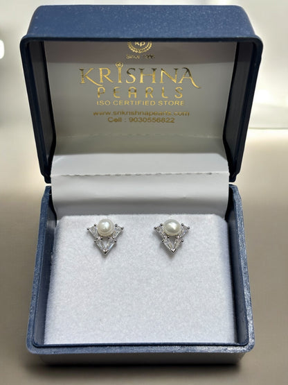 92.5 Silver Chaplet Pearl Studds