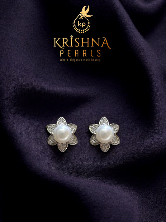 92.5 Silver Traditional Pearl Studded Earings