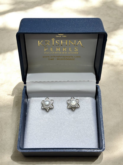 92.5 Silver Traditional Pearl Studded Earings