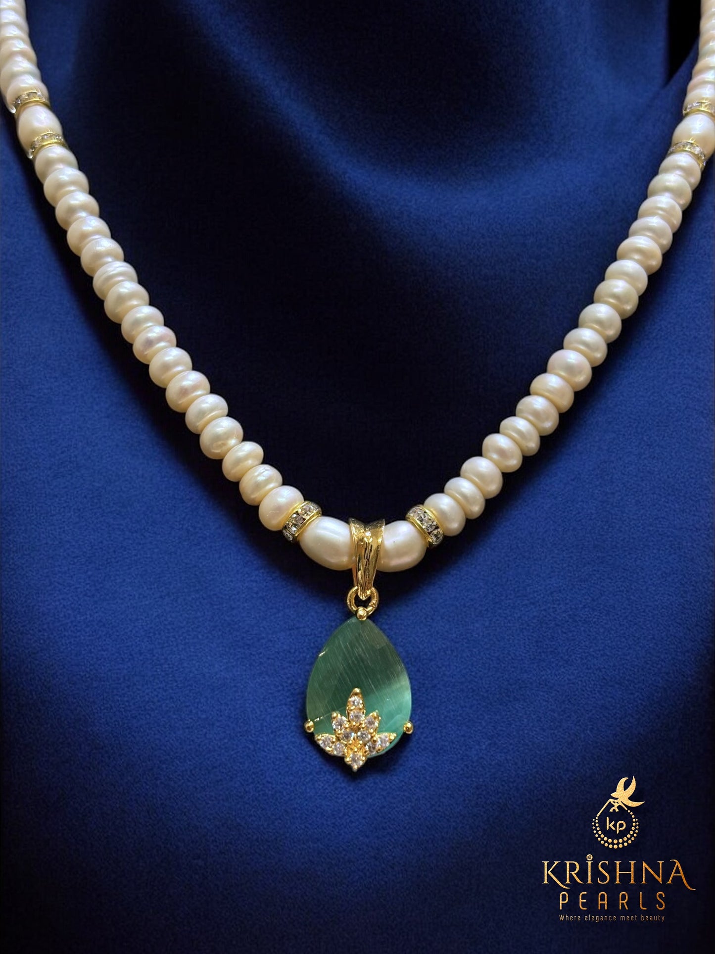Adorable Blue Quartz Pearls Necklace Set
