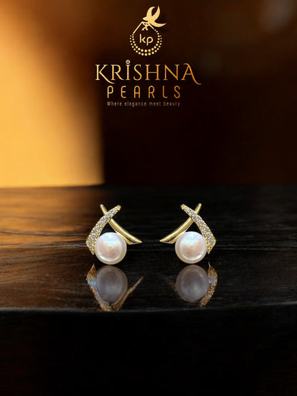 92.5 Post Pin Silver Celestial Cross Pearls Earrings