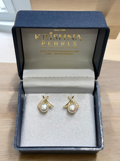 92.5 Post Pin Silver Celestial Cross Pearls Earrings