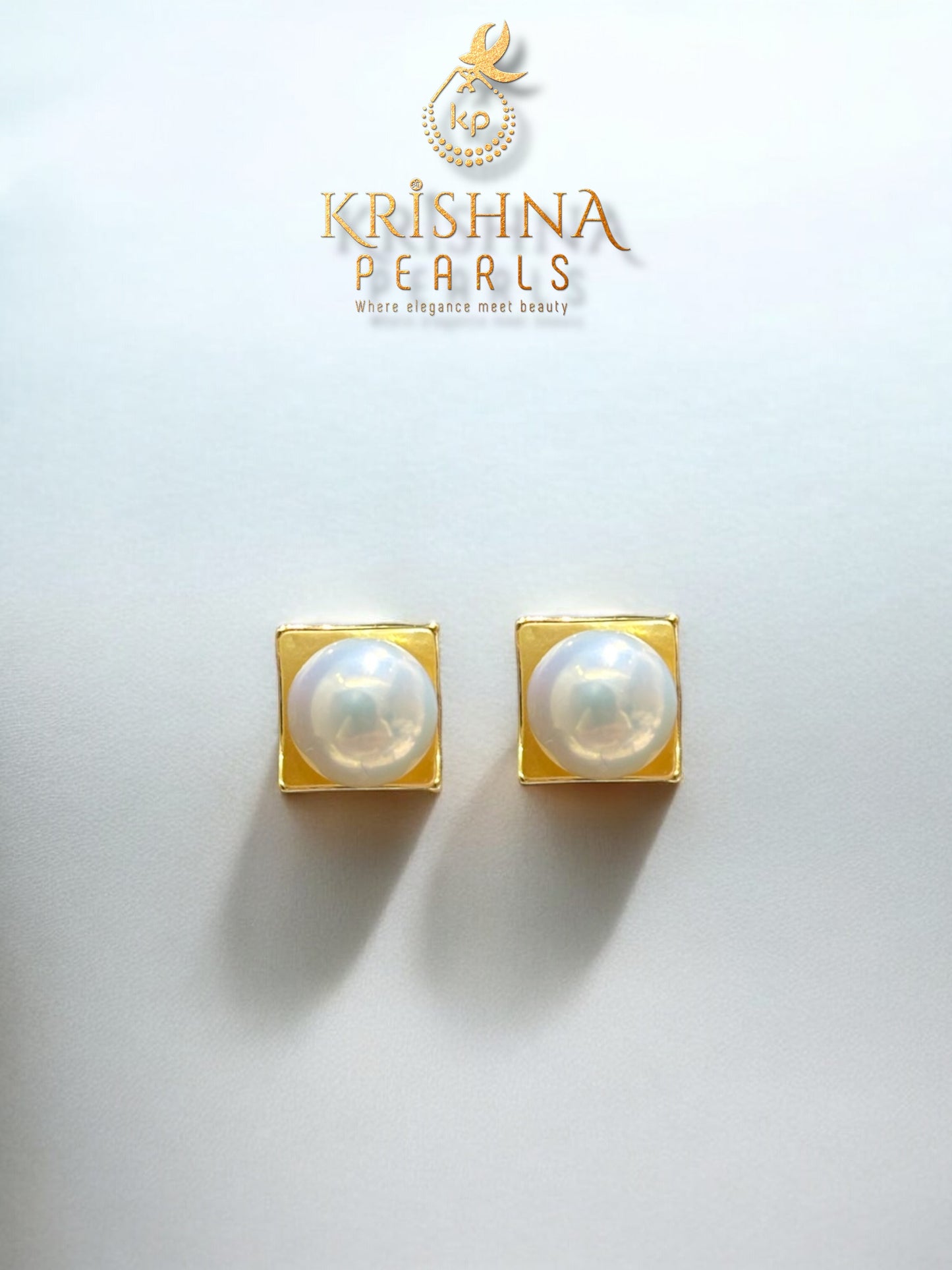 92.5 Post Pin Silver Squared Orbit Pearl Studded Earrings