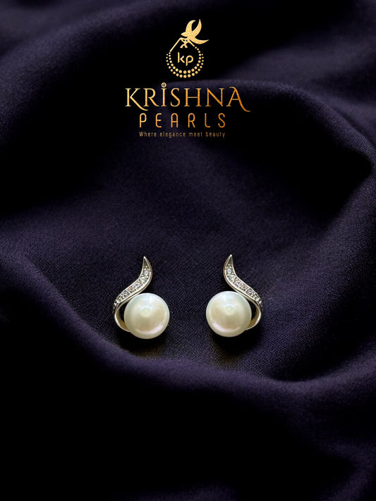 92.5 Post Pin Silver Beautiful Celestial Wave Pearl Studs