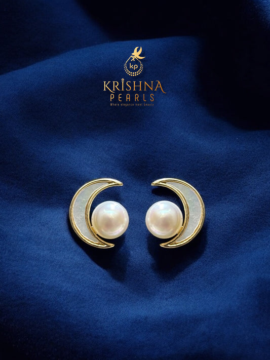 92.5 Silver Post Pin Moonlit Pearls Studs Earrings