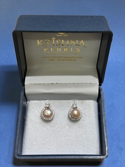 Adorable Pink Pearls Studded Earrings