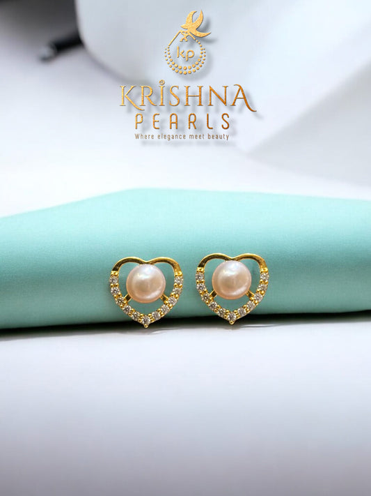 Lustore Love Frame Pearl Studded Earrings