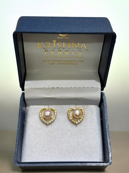 Lustore Love Frame Pearl Studded Earrings