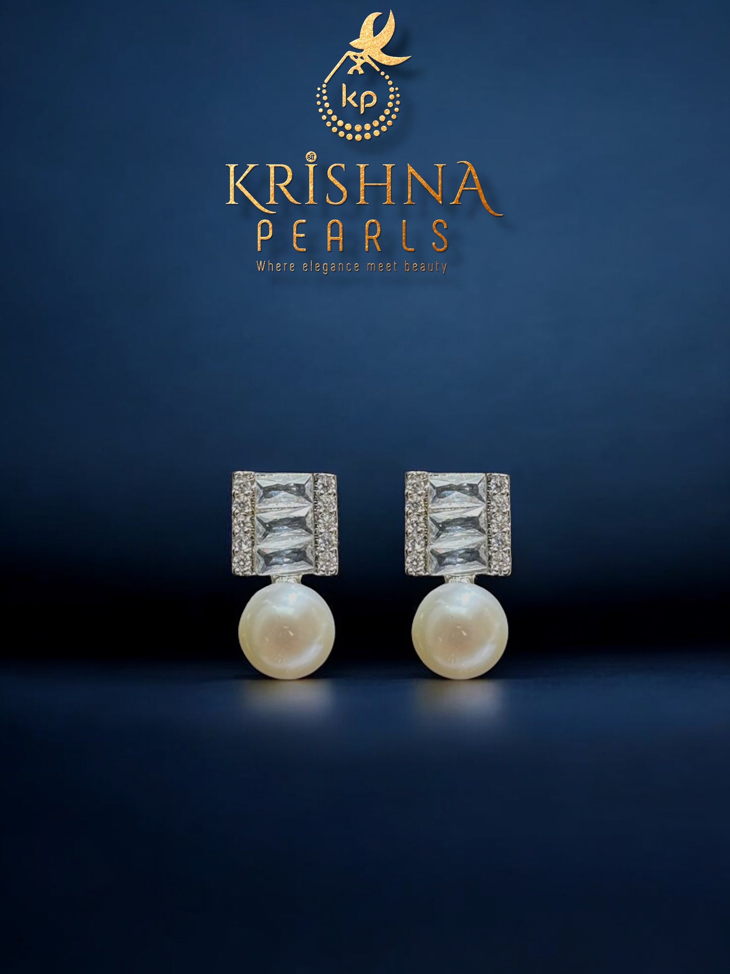 Beautiful Zircon Studded Pearls Earrings