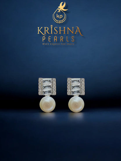 Beautiful Zircon Studded Pearls Earrings