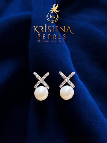 92.5 Silver Post Pin Pearl Hangings