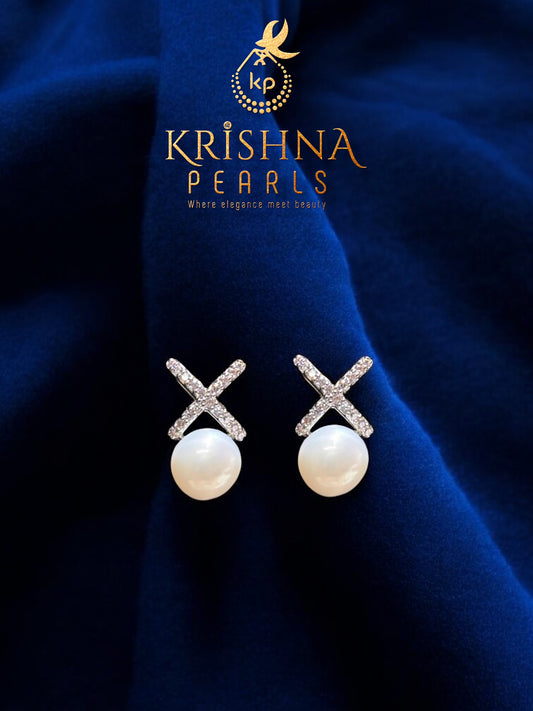 92.5 Silver Post Pin Pearl Hangings