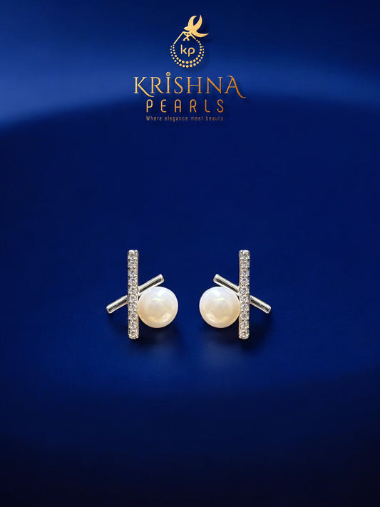 92.5 Silver Post Pin Pearl Studded Earrings