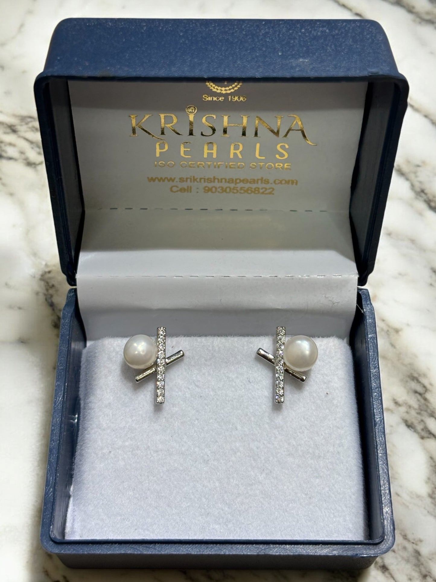 92.5 Silver Post Pin Pearl Studded Earrings