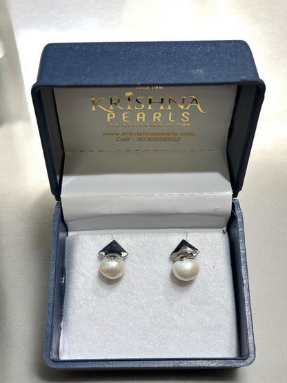 92.5 Silver Prism Pearl Earrings