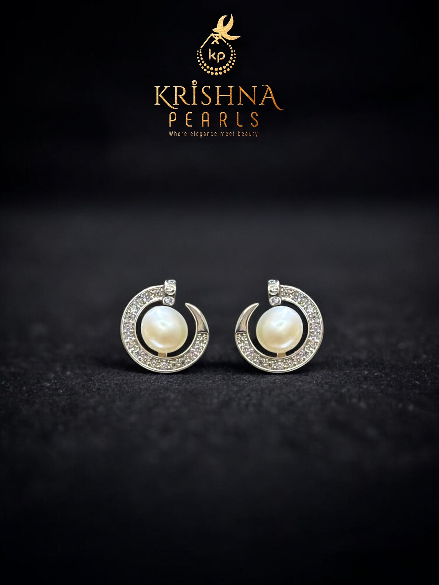 92.5 Silver Post Pin Moonlight Embrace Earrings