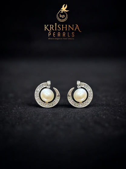 92.5 Silver Post Pin Moonlight Embrace Earrings