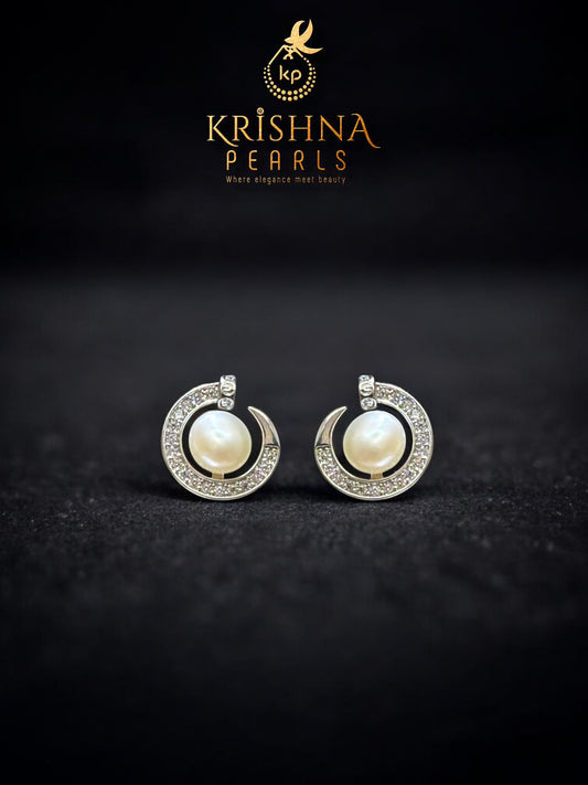 92.5 Silver Post Pin Moonlight Embrace Earrings