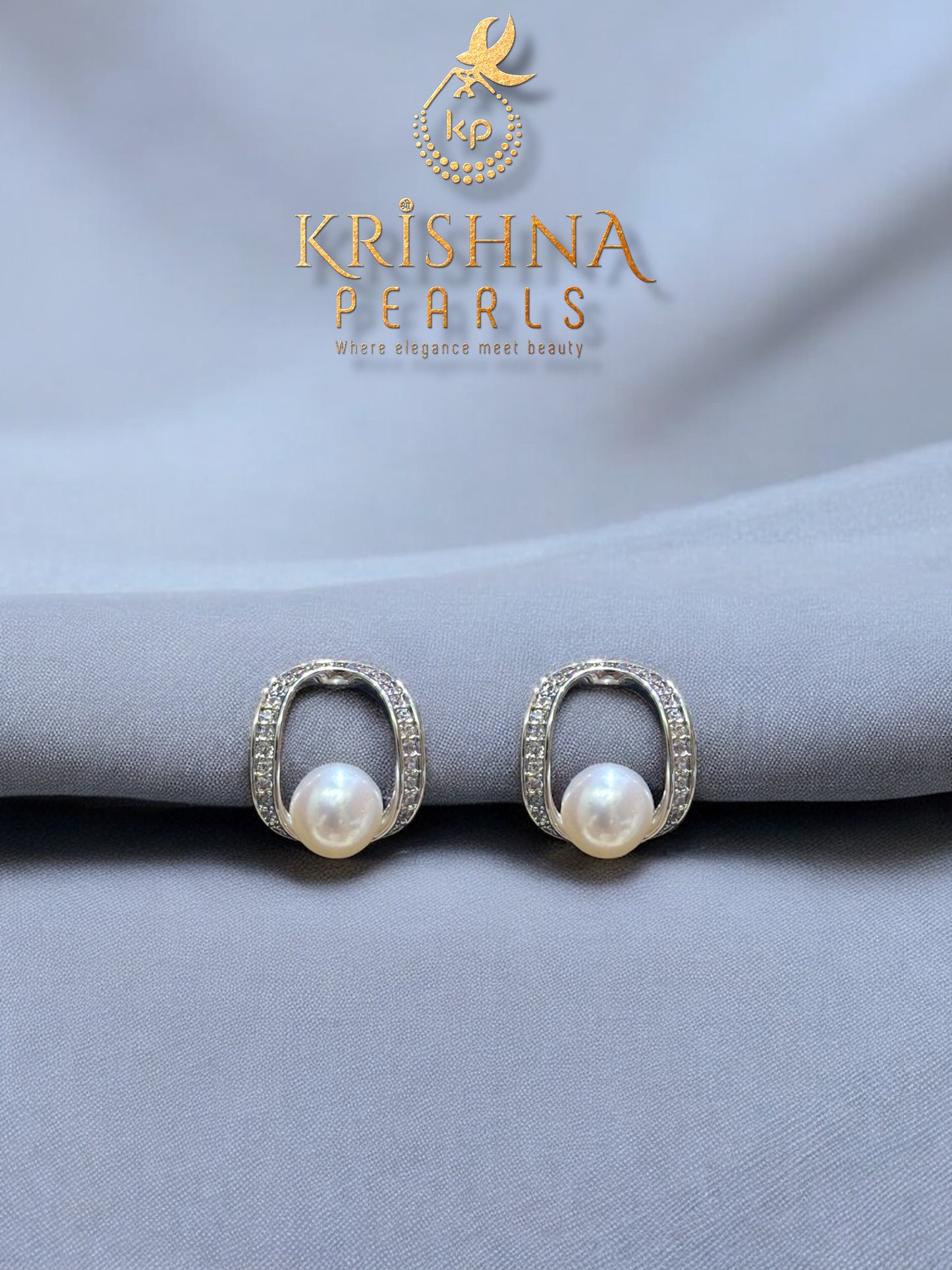 92.5 Silver Post Pin Regency Pearls Studded Earrings
