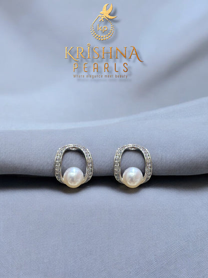 92.5 Silver Post Pin Regency Pearls Studded Earrings