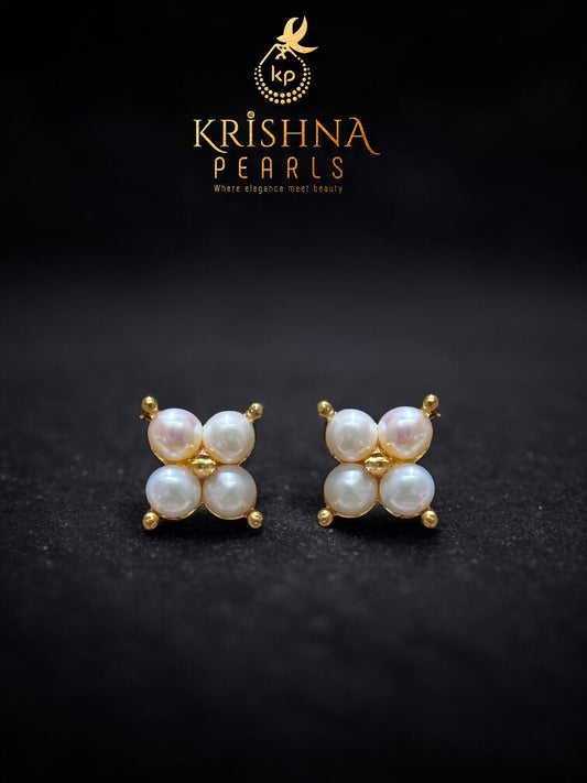 Adorable Lotus Bud Pearls Studs