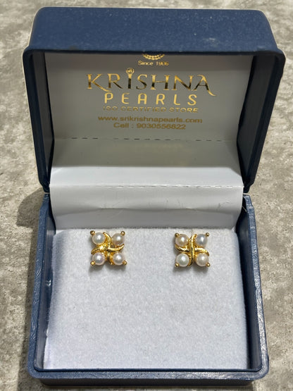 Classic Quad-Pearls Gold Plated Studs