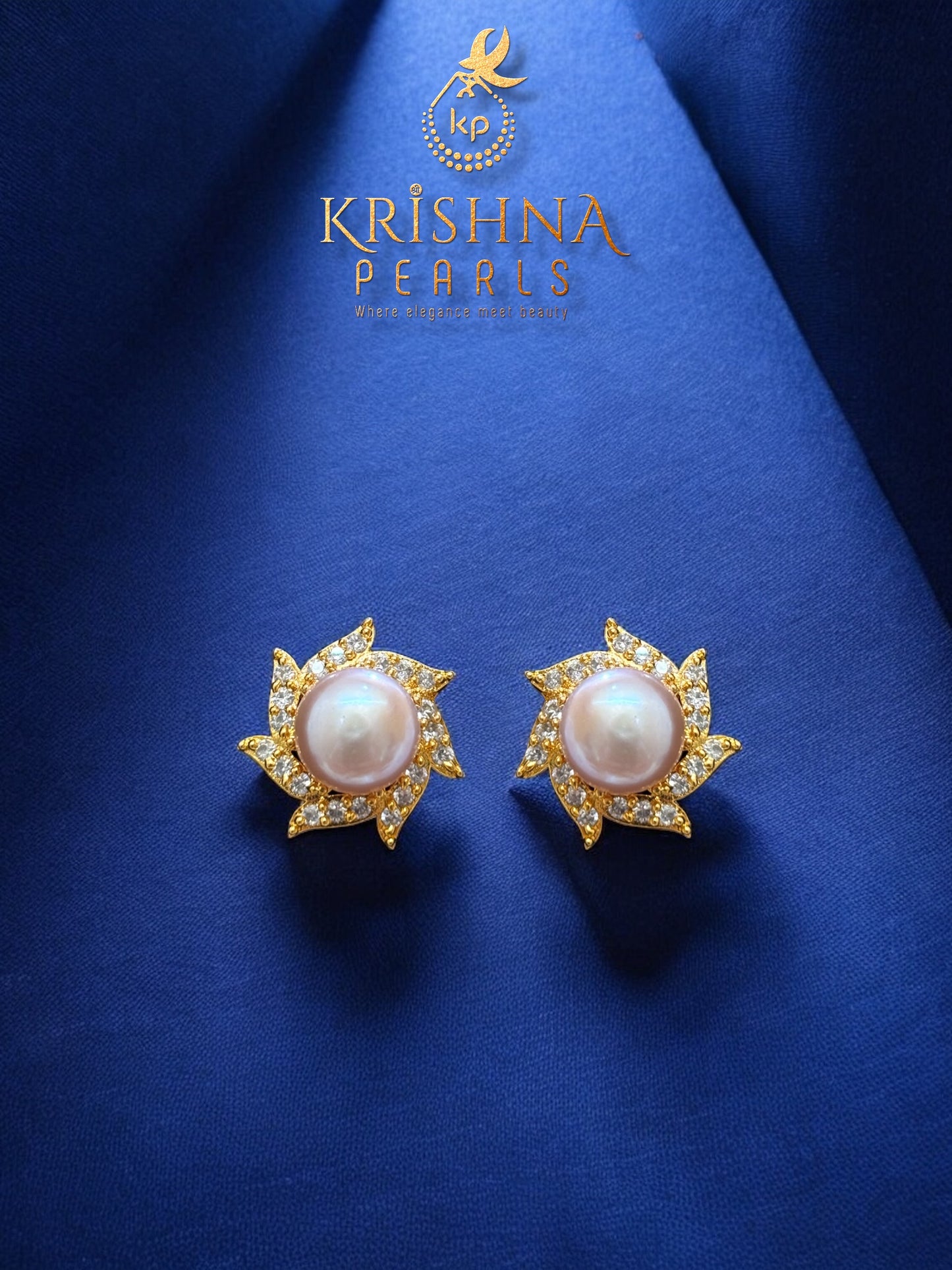 Adorable Whirling Lily Pink Pearl Studded Earrings