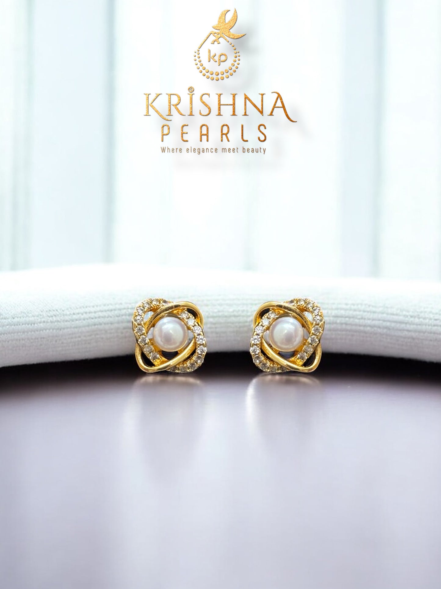 Beautiful Infinity Pearl Studded Earrings